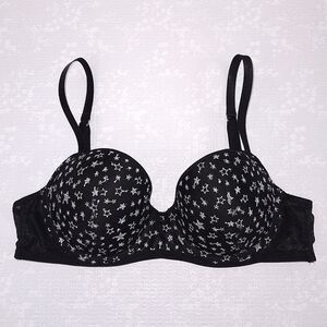 New! Victoria's Secret Dream Angels Lined Demi Bra 34C Metallic Silver Stars